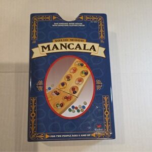 Solid Wood Mancala Board Game w/ Gemstone Playing Pieces – Cardinal No.18001